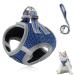 Cat dishes with a leash outbreak -proof cat leash with dishes for cats adjustable cat dishes breakout reflective tableware set for cats Small dogs (navy blue -m) m navy blue