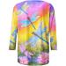 2024 Women's 3/4 Length Sleeve Casual Summer Blouses | Floral Printed Crewneck Tops - Loose Fit Pullover - Buy Online on GoSupps.com