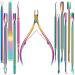 12 Pieces Cuticle Nippers and Ingrown Nail Kit Cuticle Pusher Triangle Nail Polish Remover Nail Cleaner Fork Nail File Lifter Cuticle Peeler Scraper for Fingernail Toenail Manicure Rainbow