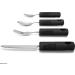Adaptive Utensils 4-Piece Kitchen Set for Hand Tremors, Arthritis, Parkinson's and Elderly | Non-Weighted, Non-Slip Handles | Stainless Steel Knife, Fork, Spoons (Black) - Buy Online on GoSupps.com