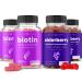 NutraChamps Biotin Gummies (2 Pack) and Elderberry Gummies (2 Pack) 4 Pack Bundle