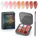 Modelones Jelly Gel Nail Polish Set, 9 Colors Neutral Nude Pink Brown Solid Gel Polish Translucent Pudding Gel Upgraded Crème Manicure Palette Soak Off LED Nail Art Kit Salon DIY, with Pro Nail Brush A2-Lovesick