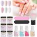 Nail Dipping Powder Set - Nail Kit Starter Nail Art Powder Professional Top Base Coat Gel Dust Brush 6 Color Manicure Tool Set for Nail Artist Salon Home Use (K1214) - Buy Online on GoSupps.com