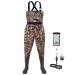 HISEA Upgrade Chest Waders Fishing Waders for Men with Boots Waterproof Lightweight Bootfoot Cleated 2-Ply Nylon/PVC Camo M10/W12