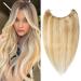 S-noilite Wire Hair Extensions Invisible Wire Extension Human Hair 100% Remy Natural Secret Wire Extensions Real Hair Pieces for Women (16 inch 18/613 Ash Blonde&Bleach Blonde) 16 inch Ash Blonde&Bleach Blonde