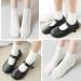 Shop 4 Pairs of Women's Comfortable Monochrome Crouched Lace Socks - Breathable Non-Slip and Seamless in White - Buy Online on GoSupps.com