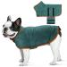 Jostift microfiber dog bathrobe bathing towel dog bemper extra absorbent fast drying dog bemper dog towel with adjustable straps for large remedies and small dogs (XS green)