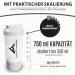 Protein Shaker Fyra 700ml - BPA Free Sieve & Scale for Whey BCAAs Smoothies | Fitness Bottle with Powder Compartment - International Shipping Available - Buy Online on GoSupps.com