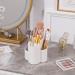 Round Plastic Makeup Brush Holder - 4 Compartment Organizer for Vanity, Bathroom, Dresser - White - Buy Online on GoSupps.com