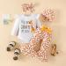 Baby Girls Cow Print Ruffled Long Sleeve Tops and Pants Set - 9-12 Months | Infant Clothing Outfit with Gifts | White Giraffe Design - Buy Online on GoSupps.com