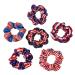 6 Colors Set Cute Satin Scrunchies For Hair Big Hair Scrunchies Satin Hair Ties Ponytail Holder Silky Soft No Hurt Your Hair (American flag(Blue+Purple+Navy+Thin Stripe Star+White Red Stripe+White Red Blue Stripe))