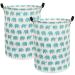 HIYAGON Laundry Baskets, Canvas Fabric Laundry Hamper,Collapsible Clothes Hamper with handles for Home,Office,Bedroom(2 Pack Blue elephant) 2 Pack Blue elephant 2