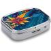 Tropical Leaves Pill Box | Decorative 2 Compartment Medicine Organizer | Portable Metal Pill Case for Travel & Purse - Buy Online on GoSupps.com