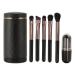Portable 6Piece Cosmetic Makeup Brush Set for Foundation Powder SHADOW Blending with Mirror (black)