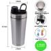 Isolated Stainless Steel Protein Shaker Bottle 590ml - Hot/Cold Dishwasher-Safe Leak-Proof BPA-Free - Silver & Black - Buy Online on GoSupps.com
