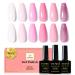 Yueshop 6x 8ml Gel Nail Polish 6PCS White Nude Pink Nail Gel Polish Pink Glitter Spring Gel Nail Soak Off UV LED Gel Nail Lamp Nail Art Varnish Manicure Beauty Gifts For Girl Women