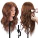 Hairdress topdirect 18 inch exercise head 100% real hair hair hairdresser exercise head practice shop manure doll puppy head with clamp + diy hair hairstyles set brown