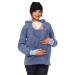 HAPPY MAMA. Women's Maternity Fleece Hoodie Duo Top Carrier Baby Holder. 032p 8-10 Blue