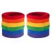 Suddora Striped Wrist Sweatbands - Athletic Cotton Terry Cloth Wristbands for Sports (Pair) Rainbow