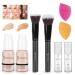 SEIOBEX Makeup Kit Included Full Coverage Foundation Kit with SPF Nude and Buff Beige Primer Makeup Sponge Flat & Round Top Brush 8 in Pack Cruelty-Free Beauty Gift for Women Teens Starters