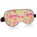 Seamless Colorful Hippie Peace Love Flowers on Beige Eye Masks Cover Blocks Light Sleep Mask Shade Cover Blindfold Eyeshade Cover with Adjustable Head Strap for Men Women Kids 8.5x6x0.4 Inch Multi 13