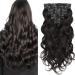 Clip in Human Hair Extensions Body Wave,120g 8pcs Soft Body Wave Clip In Hair Extensions 16inch #1B Natural Black Human Hair Wavy Hairpiece for Women BW-Natural Black 120g-16 Inch
