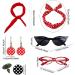 Polka Dot Headbands for Women | Headband Drop Earrings Set for 1950s Outfits | Costume Accessories with Red Bow Headband Vintage Polka Dot Hair Bands Cat Eye Glasses Red One Size - Buy Online on GoSupps.com