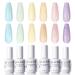 Gellen Pearl Gel Nail Polish - 6 Macaroon Collections Pink Yellow Green Purple Blue Pearl Gel Nail Polish Set Soak Off DIY Manicure Gifts for Women Sunnyland