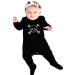 Baby Moo's Skull Baby Sleepsuit for Boys or Girls | New Cool Glitter Skull & Crossbones Pirate Romper - Goth or Halloween New Baby Gift or Outfit 6-12 Months