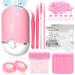 Modacraft Eyelash Extension Supplies Kit for Beginners with USB Air Conditioning Blower 2 Lash Tweezers  100 Mascara Brushes  50 Micro Applicators 50 Ring Cup Holders  2 Tapes 10 Eye Gel Pads Pink