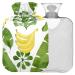 Naanle banana palm leaves heat bottle with reference transparent hot water bottle 1l warm steadel for bed handfoot heat pain relief heat and cold therapy