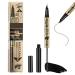 MOTIBACK Microblading Eyebrow Pen WaterResistant Eyebrow Pencil 2in1 DualEnd Eyebrow Brush Mascara for LongLasting Defined Eyebrows BlackBrown