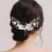 Flower Headband Bridal Headbands Wedding Rhinestone Bride Hair Clip Handmade Floral Headpiece Bridesmaid Party Hair Accessories for Women Girls (Gold) - Buy Online on GoSupps.com