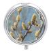 Pill Box Pill Case 3 Compartment Travel Pill Box Texture Image of Catkins Printing Small Pill Box Portable Medicine Pill Case Pill Organizer for Purse & Pocket for Travel Handbag (Round)