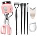 Kalolary Heated Eyelash Curlers Heated Lash Curlers with Eyelash Applicator Tool Lash Comb & Eyeliner Brushes 3 Heating Modes Electric Lash Curlers for Quick Natural Curling &Long Lasting (Pink)