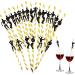 2022 Bachelorette Party Decorations Straws I 24 Pack Stripper Pole Dancer Straw I Black and Gold Glitter Confetti Pre Glued I Bridal Shower Supplies Crazy Silly Party Straws Drinking Favors (36)