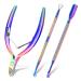 Cuticle Trimmer with Cuticle Pusher and Scissors, Cuticle Remover Professional Durable Pedicure Manicure Tools, Stainless Steel Cuticle Nipper Cutter Clipper Nail Tools for Fingernails and Toenails Colored