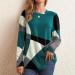 Iuhan Women's Geometric Color Block Crewneck Sweatshirt - Green - 3X-Large - Buy Online on GoSupps.com