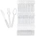 300 Plastic Cutlery Transparent Disposable Forks Spoons Knife Cutlery Set 100 Pieces of Each Plastic Forks Knives and Plastic Spoons for Wedding Party Supplies Dinners Catering Food Services 300 Knives Forks and Spoons