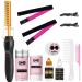 Electric Hot Comb Hair Straightener, Deluxe Electrical Straightening Comb Curling Iron for Natural Black Hair Wigs, Hot Comb Electric for Wigs Pressing Combs with Wig Glue Hair Wax Stick Set Gold-12pcs