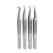 M LASH - V4 Eyelash Tweezers For Volume  Classic  Hybrid  Mega Volume Japanese Stainless Steel - Lashes Tool Supplies Set Of 4 (Silver)