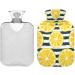 Hot Water Bottle with Cover - Lemon Slices & Dark Stripes | 2L Pain Relief for Cramps & Comfort - Buy Online on GoSupps.com
