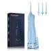 TOVENDOR Electric Water Flosser, Cordless Dental Oral Irrigator - 3 Modes, 3 Tips for Family Hygiene (300ML, Waterproof Waterflosser) Z-light Blue