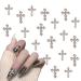 NICENEEDED 30Pcs Cross Nail Art Charms Silver Crystal Nail Rhinestones 3D Nail Jewelry Antique Style Nail Art Accessories for Women Girls Design DIY style 2
