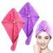 Frcolor Hair Drying Towel Ultra Water Absorbent Twist Hair Turban Drying Cap Hair Wrap (2pcs Pink Purple)