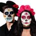 Day of the Dead Face Skeleton Tattoos/Dia De Los Muertos, Halloween Temporary Sugar Skull Costume Makeup Tattoos for Women/Men/Adults, 10 Sheets Floral Rose Party Costume Stickers Decor Match Catrina