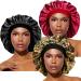 XDRISONY 3 Pieces Large Satin Sleep Bonnet for Curly Hair, Women Hair Bonnets for Sleeping Medium