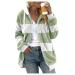 Hanxiulin fleece plush jacket fluffy warm zipper wool jacket women fleece jacket long warm light quilted jacket lightweight quilted women's coat elegant women 5xl green