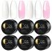 COSCELIA Builder Gel for Gel Nails Pink Clear White UV Gel 6 Pieces 15ML for Nail Extension Gel Nails Yourself Set Beginners 1027