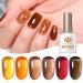 BORN PRETTY Jelly Gel Nail Polish Set - Fall/Winter Collection | Translucent Sheer Clear Gel Polish in Red, Coral, Burnt Orange, Grey, Amber, Brown | 6 Colors Gift Set for Manicure - Crystal Amber - Buy Online on GoSupps.com